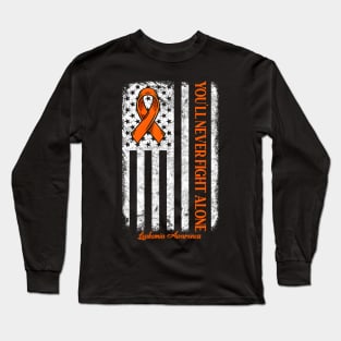 You'll Never fight Alone Blood Cancer Leukemia Awareness Long Sleeve T-Shirt